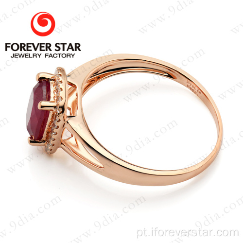 Senhoras naturais Ruby anel 18k ouro anel de dedo